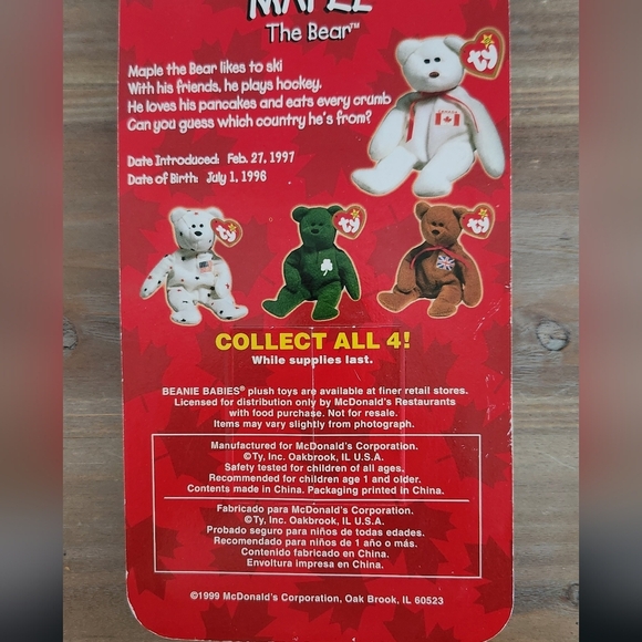 🍁 Ty Beanie Baby “Maple” the Bear – McDonald’s Exclusive, Canada Edition, Seale - Picture 9 of 10